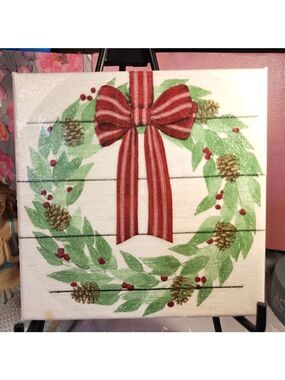 DECOUPAGE CANVAS PRINTS CHRISTMAS WREATH
